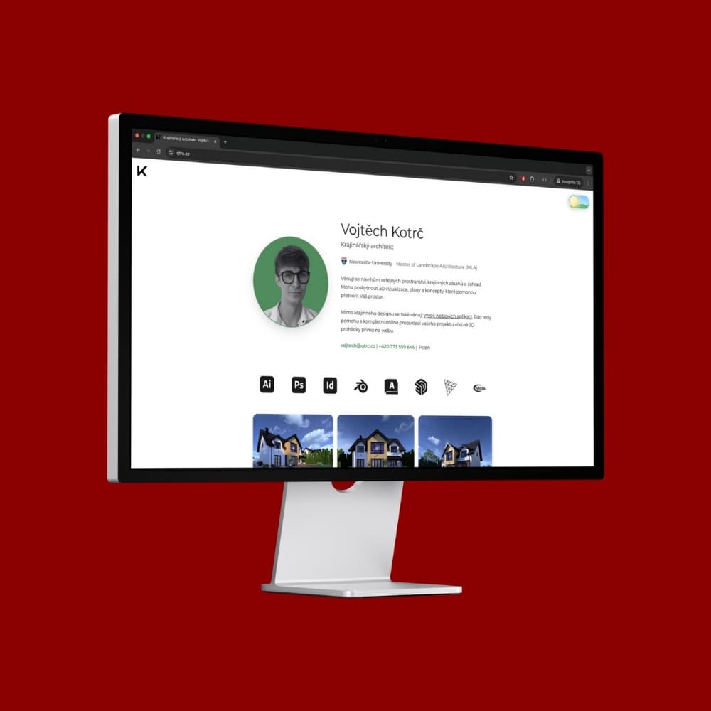 Portfolio na desktopovém monitoru