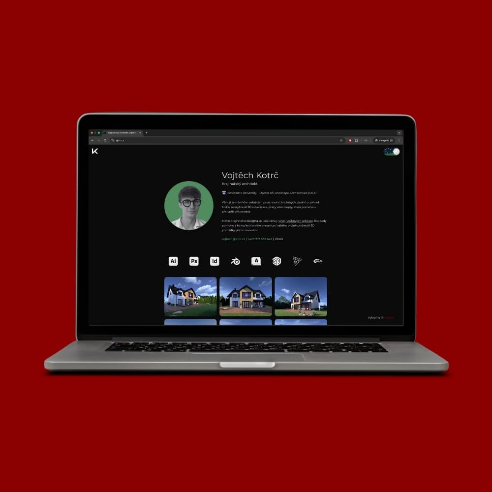 Portfolio na obrazovce MacBooku