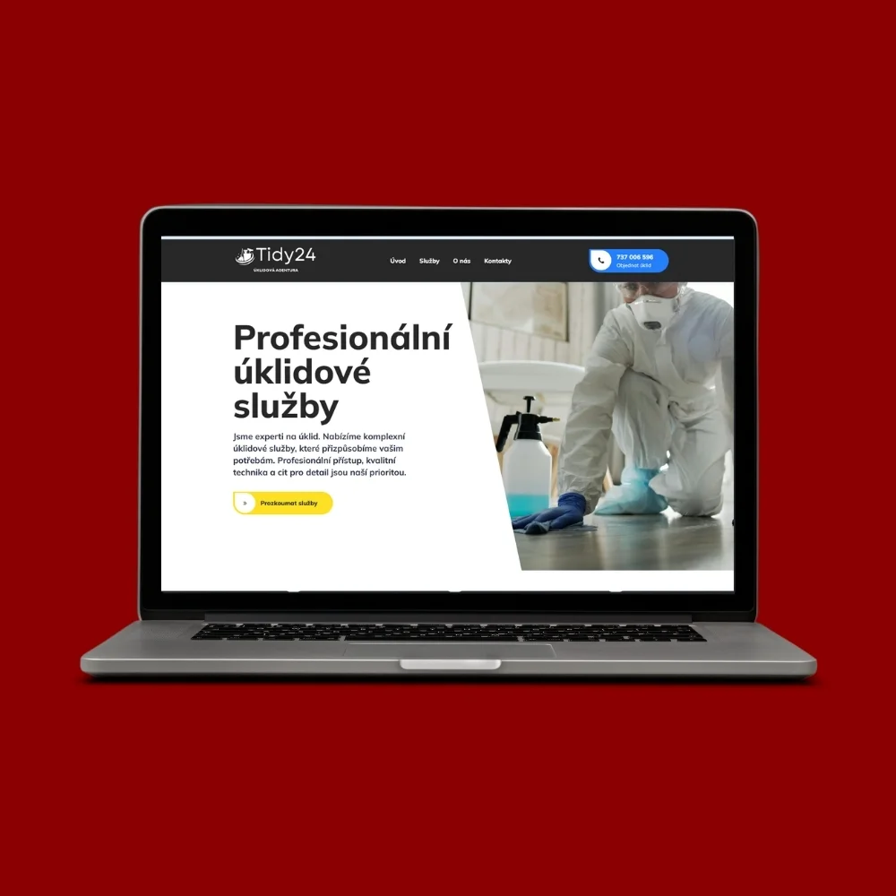 Ukázka webu Tidy24 na Macbooku
