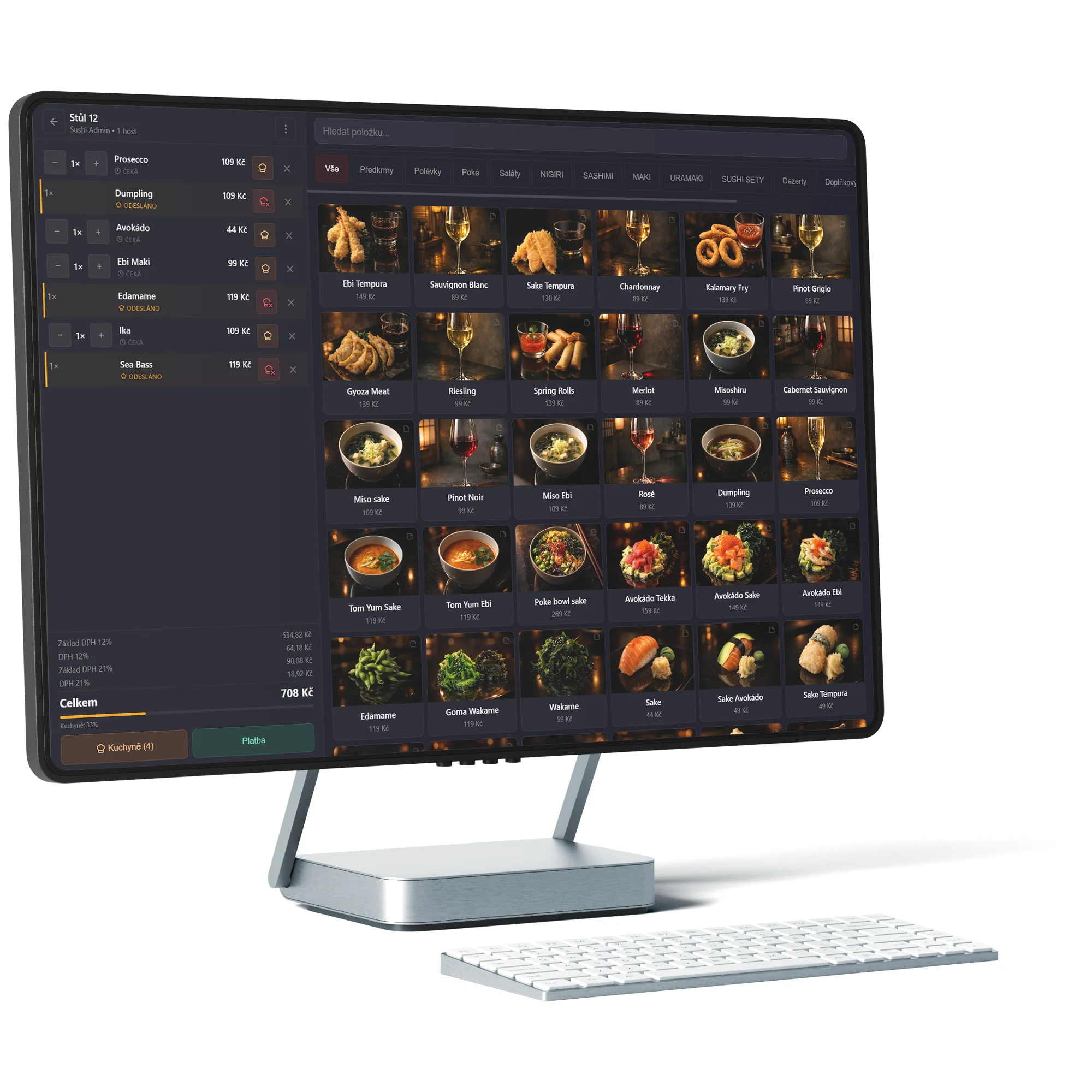 Pokladní (POS) systém Foodzi pro restaurace — ukázka webové aplikace vyvinuté ve WEBZI