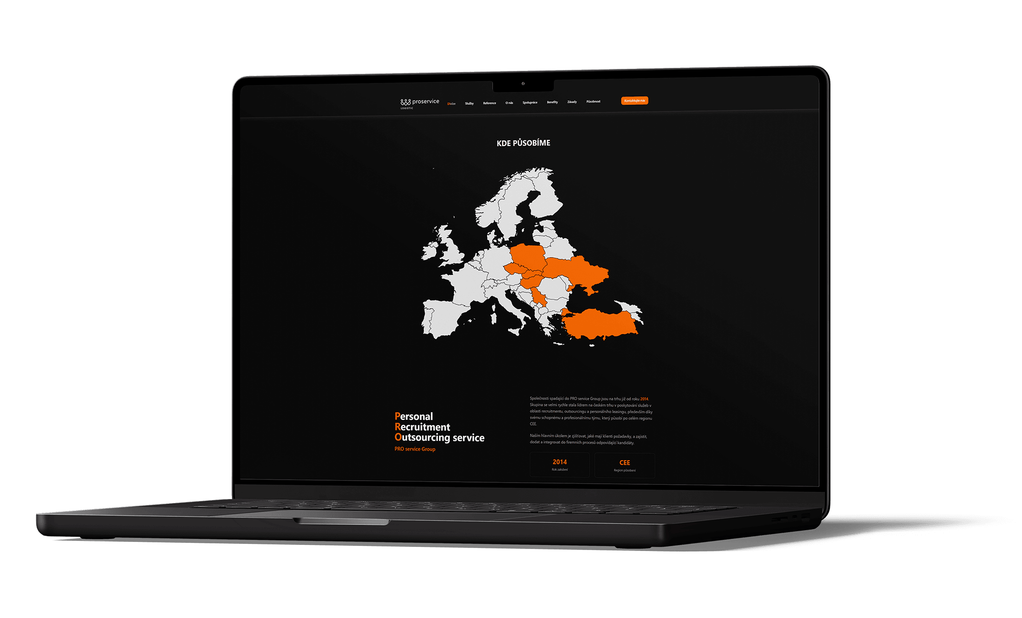 PRO service Group — web personální agentury vyvinutý ve WEBZI