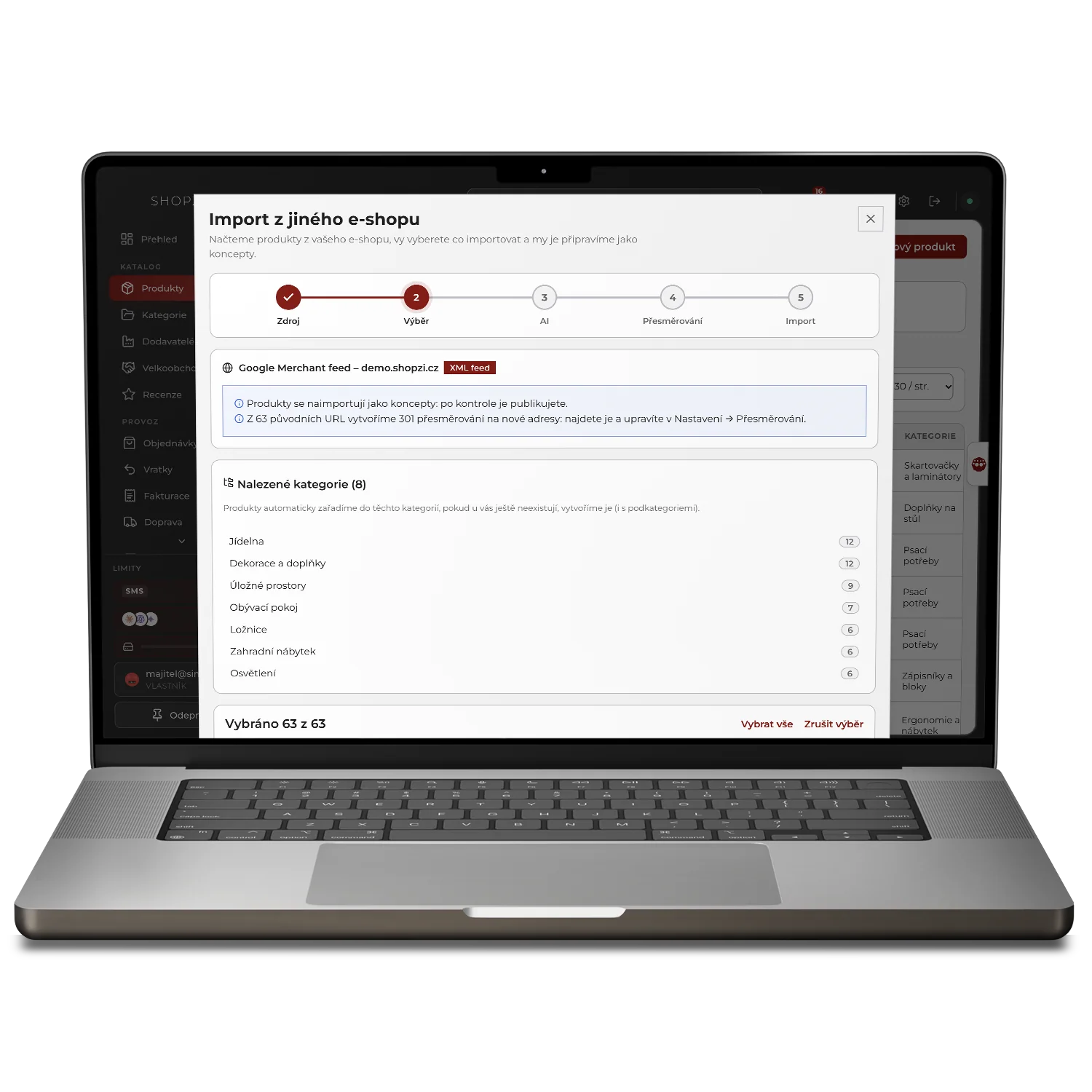 Import z jiného e-shopu v administraci SHOPZI na MacBooku: průvodce převodem produktů, kategorií a zákazníků