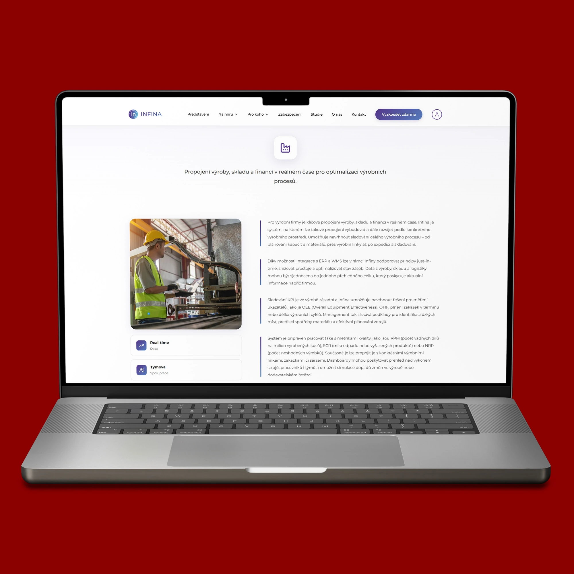 Domovská stránka webu partnerské IT společnosti zobrazená na notebooku MacBook v responzivním rozložení