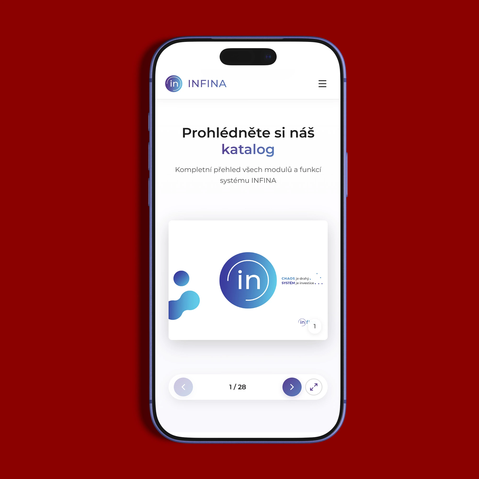Mobilní verze webu partnerské IT společnosti zobrazená na telefonu s přehlednou navigací a kontaktním formulářem